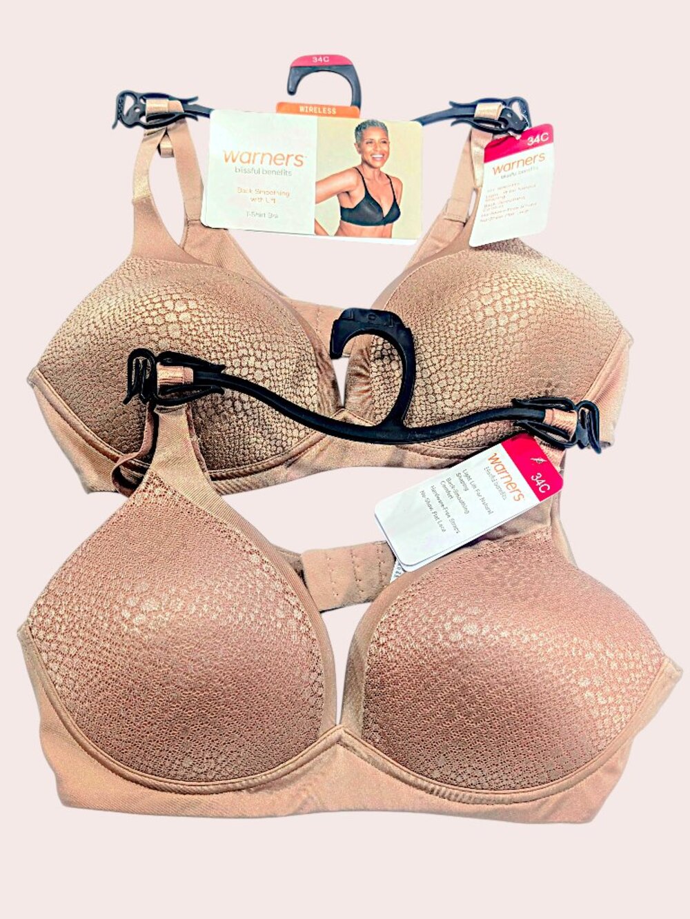 Warner's Size 34C Blissful Benefits Back Smoothing with Lift Tan T-Shirt Bra 2X